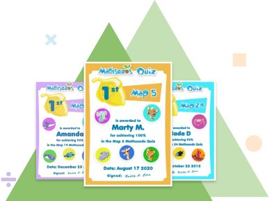 Mathseeds certificates for online math games