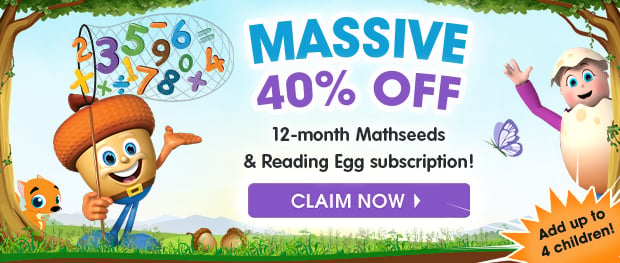 Massive 40% OFF 12-Month Subscription to Reading Eggs and Mathseeds. Claim now