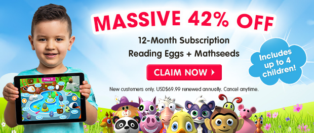 Massive 42% OFF 12-Month Subscription to Reading Eggs and Mathseeds. Claim now