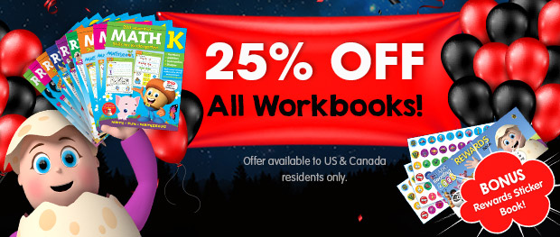25% OFF all workbooks! Bonus Rewards Sticker Book!