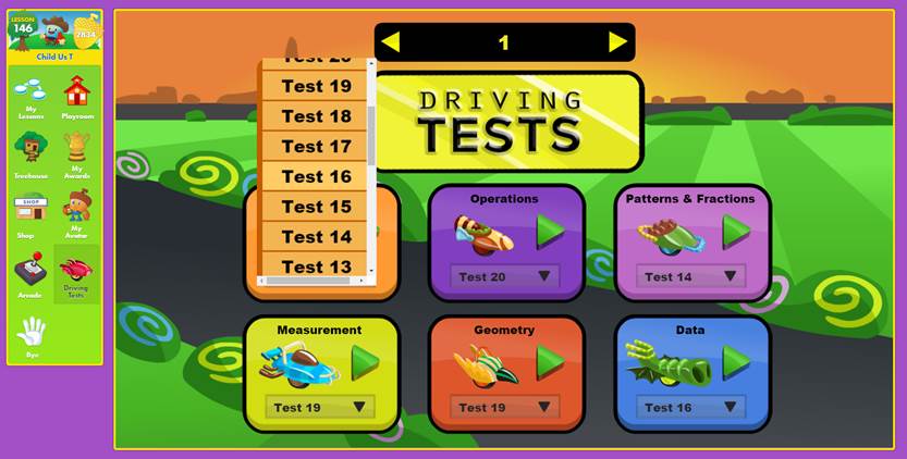 math games driving tests