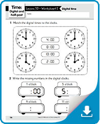 Digital Time free grade 1 math Worksheets